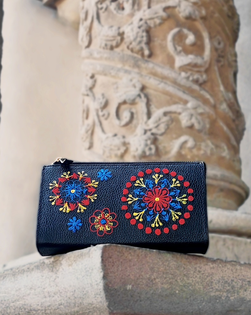 Organizador cuero negro mandalas 