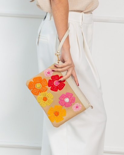 Clutch cuero beige (citrus)   
