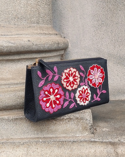 Organizador cuero negro hojas