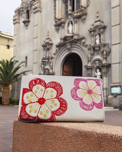 Organizador cuero avena flores 