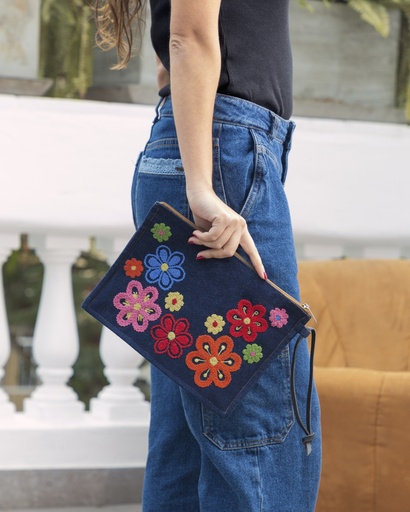 Clutch denim flores